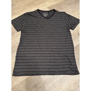DIKOTOMY T-SHIRT‎ V Neck SIZE Large Striped Black And Grey